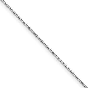 0.95mm 10k White Gold D/C Octagonal Box Chain Necklace, 20 Inch